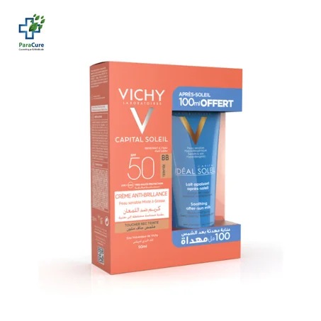 Vichy Capital soleil creme Anti Brillance Teinté + Apres Soleil 100ml Pack