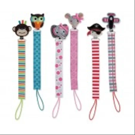 NÛBY Attache-sucette (type bretelle) avec clip en acier inoxtidable pour sucette a bagues Ref: ID5830