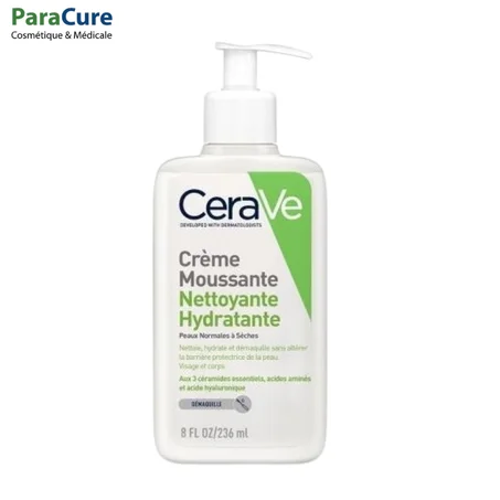 CERAVE CREME MOUSSANTE NETTOYANTE HYDRATANTE PEAUX SECHES 236ML