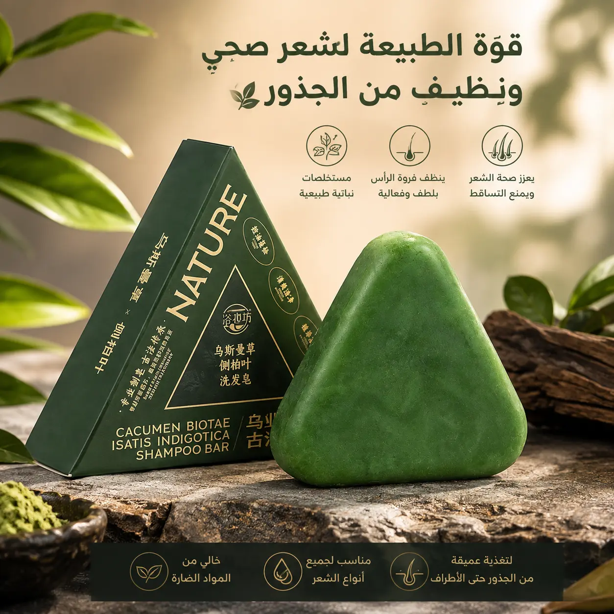 صابونة شامبو Seven Green الصينية بالأعشاب الطبيعية لعلاج الصلع الوراثي و الفراغات
