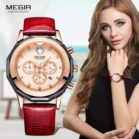 Megir – montre-bracelet à Quartz pour femmes, élégante, mode, chronographe lumineux, étanche, 24 heures, 2042