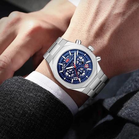 MINI FOCUS الفاخرة الرجال الساعات الرياضية مقاوم للماء الفولاذ المقاوم للصدأ التناظرية الكوارتز ساعة اليد رجل