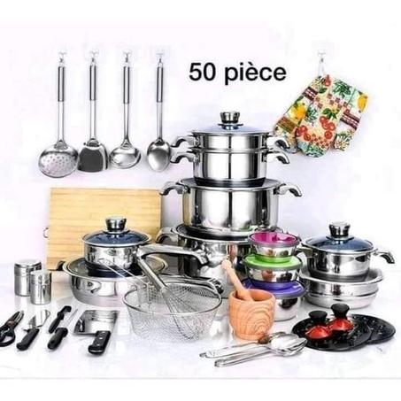 Ensemble de Cuisine Multifonction 50 Pièces – Inox Résistant + Accessoires