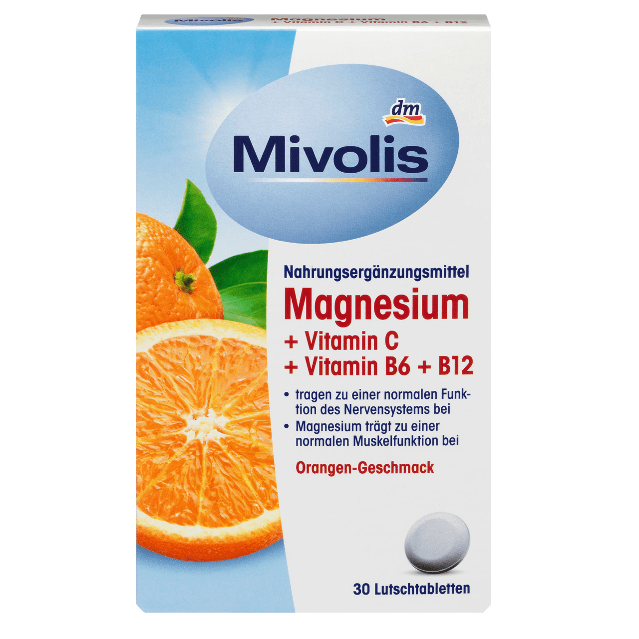 Magnésium + vitamine C + vitamine B6 + B12, pastilles, 30 pièces, 45 g