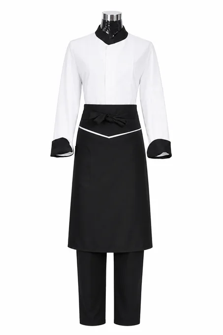 Ensemble Professionnel de Cuisine 3 Pièces – Veste, Tablier et Pantalon