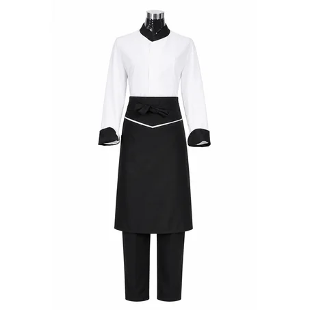Ensemble Professionnel de Cuisine 3 Pièces – Veste, Tablier et Pantalon