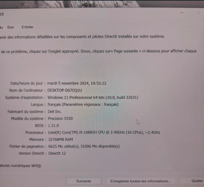 Dell Precision 5550 i9 (10ème génération) | 32Go | 1To SSD | 15.6" [Remis à Neuf]