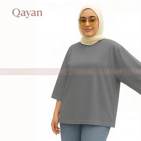 Qayan Basic Oversize Tshirt gris Charbon graphique