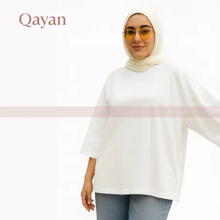 Qayan Basic Tshirt Blanc Oversize