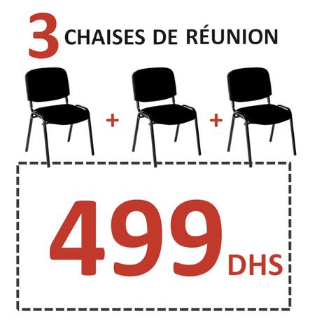 Pack de 3 Chaises de Réunion Noire | مجموعة من 3 كراسي اجتماعات باللون الأسود