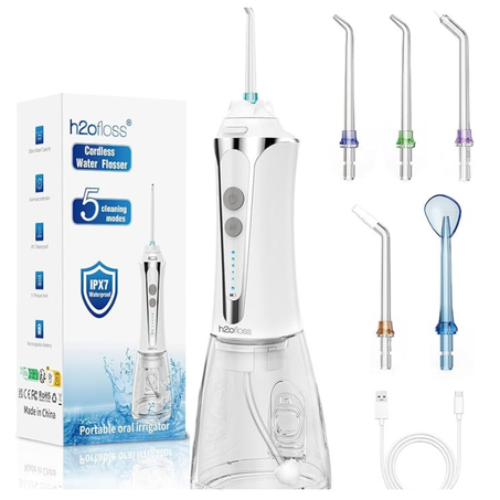 جهاز محمول لتنظيف وتقويم الاسنان بالماء قابل لاعادة الشحن ومقاوم للماء  لا سلكي