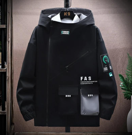 سترة بسحاب للرجال فضفاض، معطف