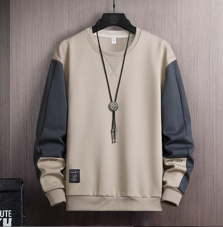 سترة رجالية للربيع والخريف برقبة دائرية وقميص كاجوال بأكمام طويلة