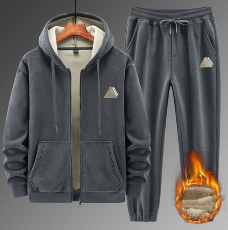 بدلة رياضية كورية شتوية للرجال مقاومة للرياح ودافئة بقلنسوة من الصوف للياقة البدنية