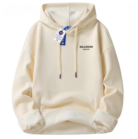 للرجال للربيع والخريف والشتاء  ثقيلة الوزن للشباب برقبة مستديرة فضفاضة غير رسمية بغطاء للرأس