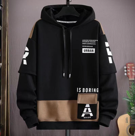 سويت شيرت رجالي خريفي وشتوي عصري من Harajuku Streetwear سويت شيرت كاجوال ملابس رجالية بأكمام طويلة بقلنسوة برسوم