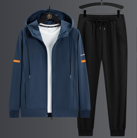 بدلة بغطاء رأس وأكمام طويلة للرجال، كاجوال، موضة،  سترة كارديجان، هودي، بنطال طويل، طقم من قطعتين، للرجال