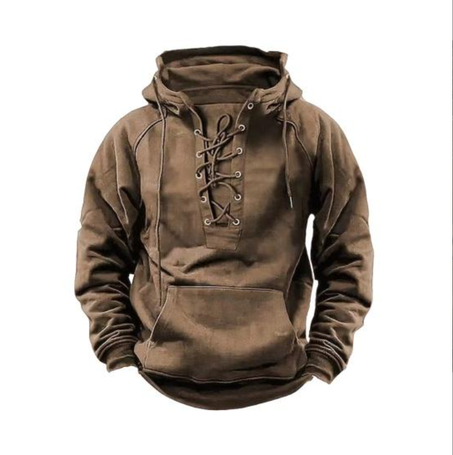 هودي رجالي خريفي وشتوي بحزام رباط وأساور مرنة فضفاضة ودافئة