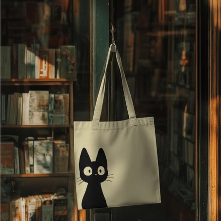 Minimalist Black Cat Tote Bag