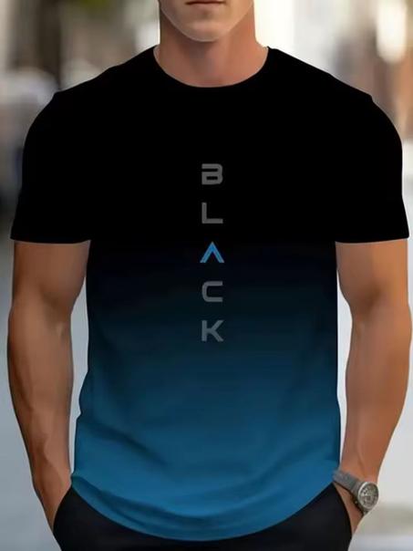 تي شيرت رجالي بطباعة ثلاثية الأبعاد متغير تدريجي كاجوال بأكمام قصيرة ورقبة دائرية للفصول الأربعة مريح للتنفس