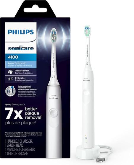 Philips Sonicare 4100 HX3681/23 - Cepillo de dientes eléctrico recargable con sensor de presión, color blanco