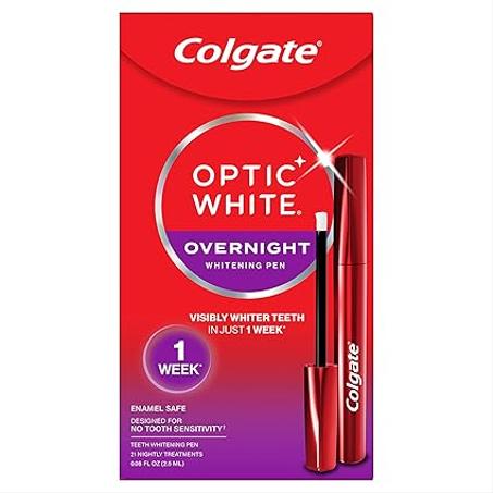 Colgate Optic White - Bolígrafo blanqueador de dientes durante la noche, peróxido de hidrógeno, dientes visiblemente más blancos en solo 1 semana cuando se utiliza según las indicaciones, 21