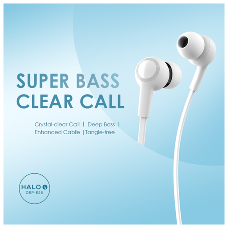oraimo Halo 4 Super Bass Clear Call microphone en ligne Écouteurs intra-auriculaires sans enchevêtrement-Blanc