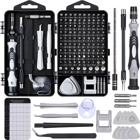 SHOWPIN Kit de destornilladores de precisión para computadora 122 en 1, juegos de destornilladores para laptop con 101 puntas de taladro magnéticas, accesorios de computadora, kit de herramie