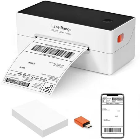 Impresora de etiquetas LabelRange Ecommerce 4x6, impresora térmica de etiquetas de envío, compatible con Amazon, Ebay, USPS, Pirate Ship, conexión Bluetooth y USB