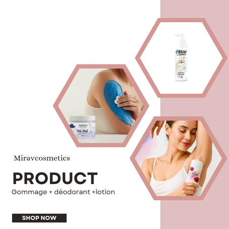 Pack déodorant stick , gommage nila avec lotion corporelle éclaircissant