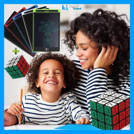 3 Tablette d'écriture LCD + 3 Magic Cube Puzzle   (pratique pour Éveille l'intelligence de vos enfants)