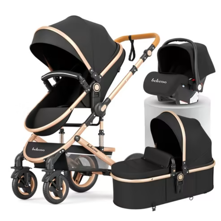 Poussette Belecoo 3 en1  Réversible Avec Maxi Cosi et sac