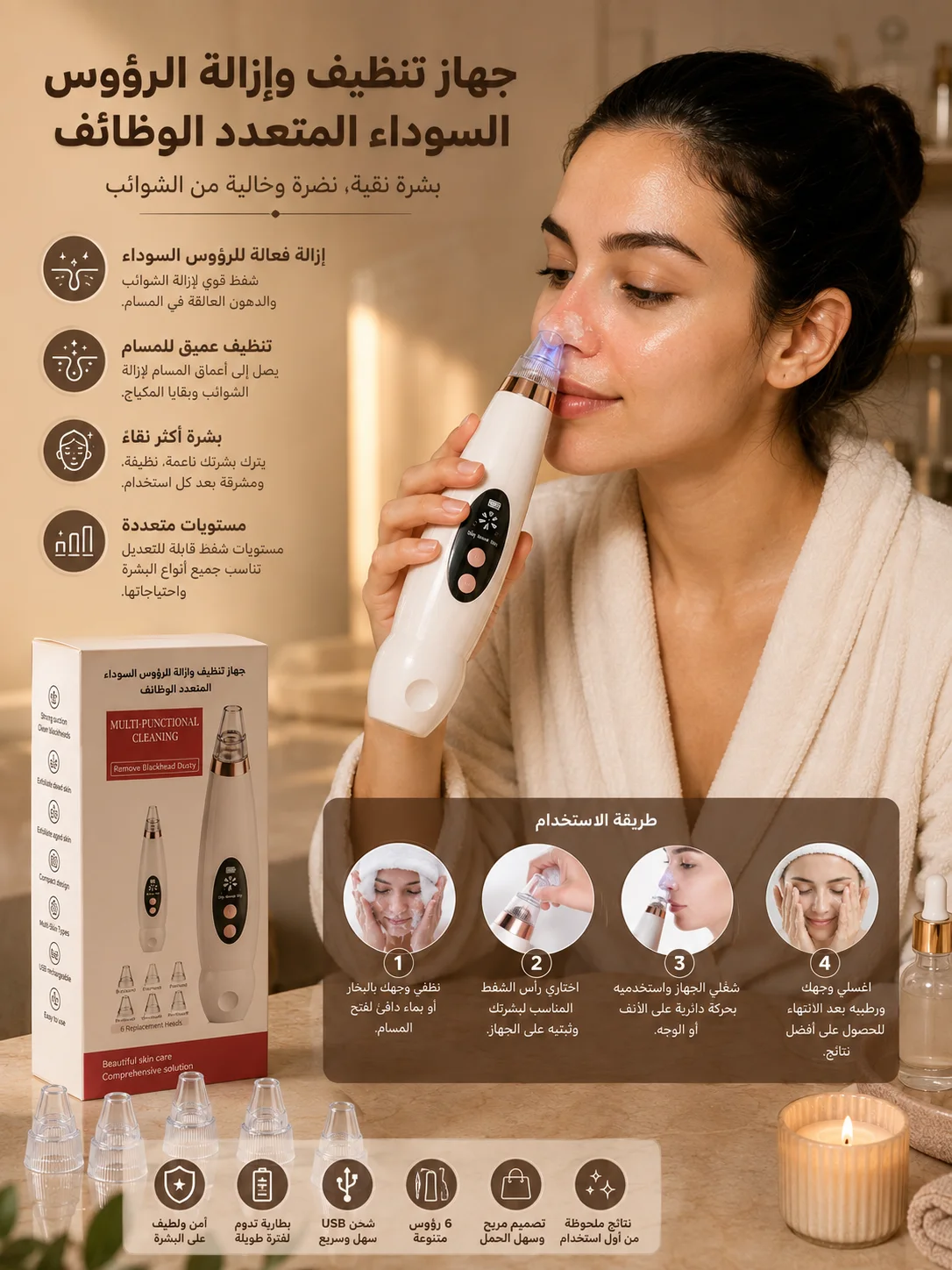 جهاز إزالة الرؤوس السوداء الذكي – تنظيف عميق لبشرة صافية ومشرقة