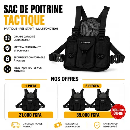 🎒 Transportez vos essentiels avec style grâce à ce sac de poitrine tactique, pratique, léger et ultra-résistant