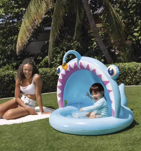 المسبح القابل للنفخ بتصميم الديناصور الكيوت 💦🦕متعة، لعب، مسابح في مكان واحد