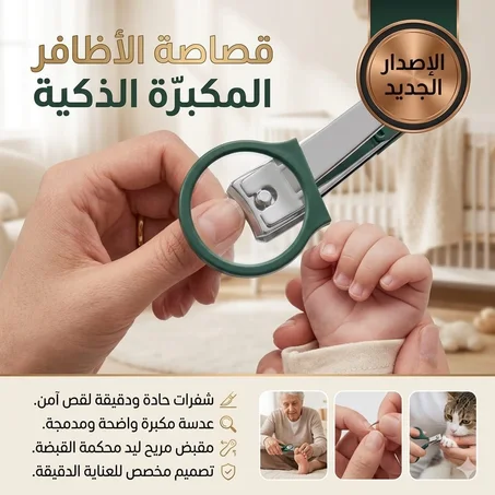 قصافة أظافر مزودة بعدسة مكبرة توفر رؤية واضحة لسهولة الاستخدام.*