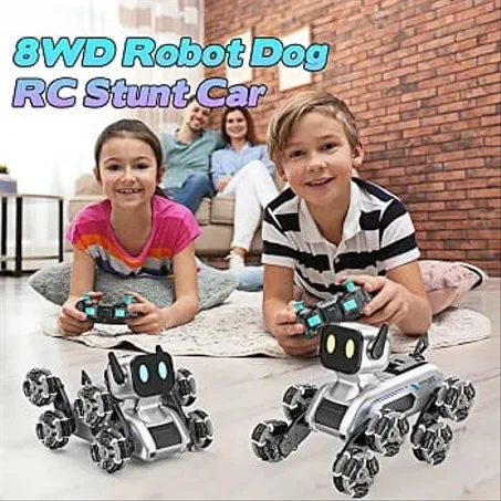 سيارة بهلوانية بثماني عجلات (8WD Stunt Robot Dog/Car) يتم التحكم فيها عبر جهاز تحكم عن بعد