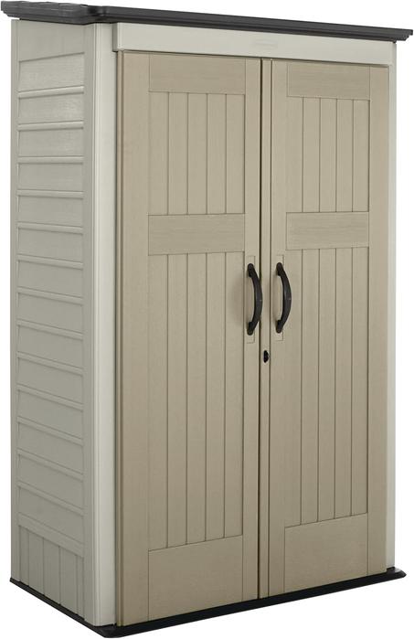 Rubbermaid 1887157 Resin Vertical Outdoor Shed, 5'x2',Olive