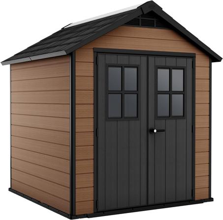 Keter Newton 757 Garden Shed, Wood Effect, Brown, 4.5 m2, 228 x 223.5 x 252H cm