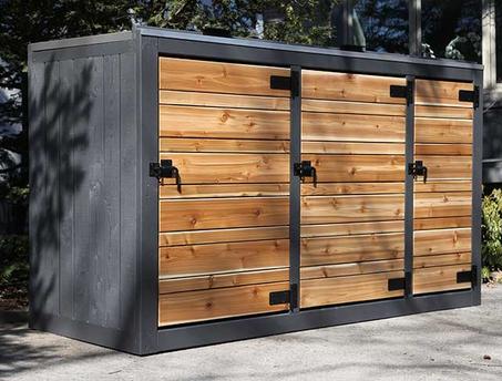 Large Triple Bin Shed - Opening Lids