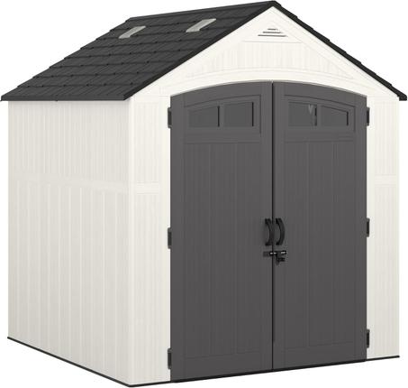 Suncast 7'x7' Ridgeland Storage Shed for LargeScale Yard Storage, All-Weather Outdoor Storage Shed with 2 Lockable Doors and Windows
