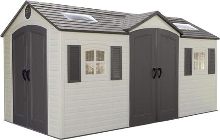 Lifetime 60079 Outdoor Storage Dual Entry Shed, 15 x 8 ft, Desert Sand