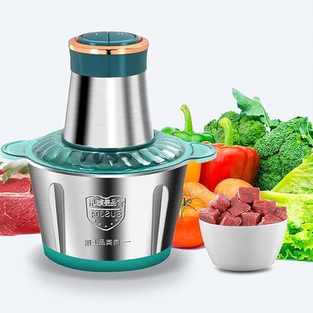 مفرمة لحوم كهربائية سعة 2 لتر، محضرة طعام، مفرمة طعام من الفولاذ المقاوم للصدأ للحوم والخضروات