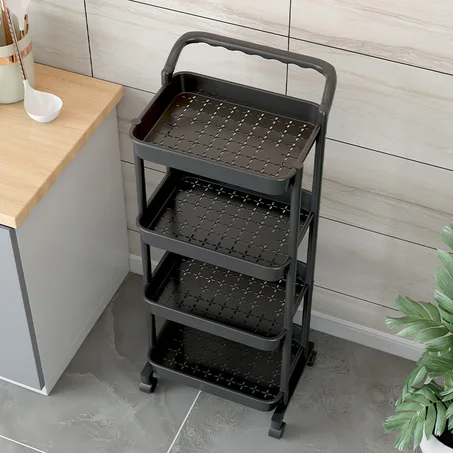 Étagère Mobile 4 Étages Multifonction avec Roulettes