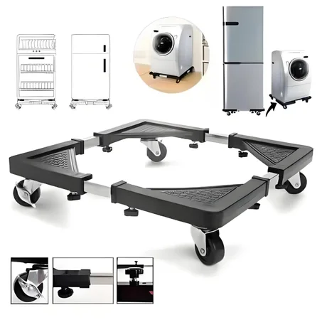 Base Mobile Réglable pour Machine à Laver et Réfrigérateur avec Roulettes et Freins