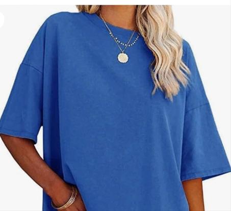 تي شيرت صيفي 2025 كبير الحجم بأكمام قصيرة، تي شيرت سادة عصري للتمارين الرياضية والخروج للنساء 4.4 ()