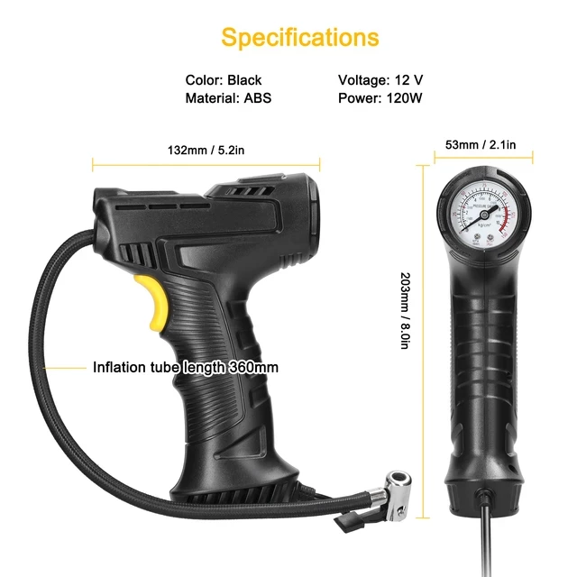 جهاز نفخ الهواء الإطارات بقوة محرك عالي وصغيرة الحجم ينفخ الاطار خلال 3 دقائق فقط