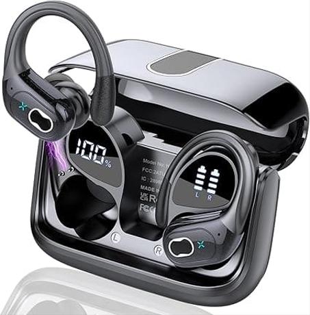 TWS –   سماعة أذن لاسلكية  بتقنية بلوتوث وجودة صوت عالية  وتصميم رياضي مقاوم للماء