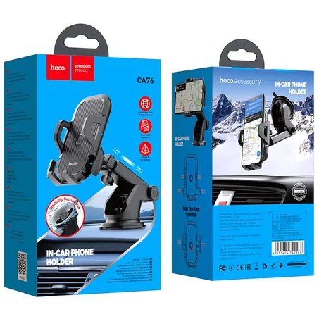 Hoco Support Voiture Pour Smartphone Avec Fixation Solide Et Rotation A 360°  حامل هواتف للسيارة بتثبيت قوي يتناسب مع جميع أنواع الهواتف