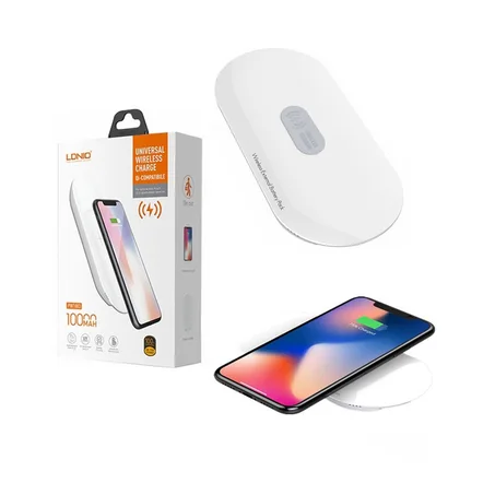 Universal Wireless Charger QI-Compatibile IDNIO Originale PW1003 بنك طاقة 2في1 بسعة 10000 آمبير بالإضافة إلى شاحن لاسلكي أصلي